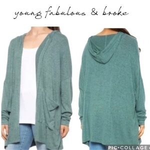 Young Fabulous & Broke Ottowa Moss Green Cozy Cardigan Sweater